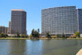 Lake Merritt Plaza & Kaiser Center over Lake Merritt. Oakland, CA.
