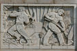 Art Deco relief of miner & farmer on Boulder County Courthouse. Boulder, CO.