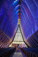 Interior of upper Protestant chapel of USAF Academy Chapel. Colorado Springs, CO.