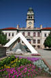 Garden & pyramid of Colorado Springs Pioneers Museum. Colorado Springs, CO.