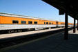 Weekend ski excursion train parked at Denver's Union Station. Denver, CO.
