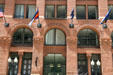 Colorado red sandstone details of Boston Building. Denver, CO.