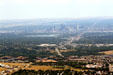 Skyline of Denver from mountains to West. Denver, CO.