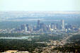 Skyline of Denver from mountains to West. Denver, CO.