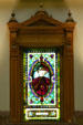 Emily Griffith, Founder of Opportunity School, stained-glass window at Colorado State Capitol. Denver, CO.
