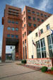 New main entrance with first building on site of Denver Public Library. Denver, CO.