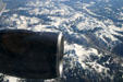Jet engine over Rocky Mountains. CO.