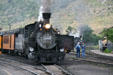 Durango & Silverton Railroad steam locomotives 486 & 480 ready for departure. Durango, CO.