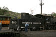 Durango & Silverton locomotive 480 backing onto turntable. Durango, CO.