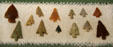 Arrow heads or points typical of Pueblo period at Mesa Verde Museum. CO.