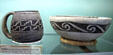 Mesa Verde Puebloan pottery cup & bowl at Mesa Verde Museum. CO.