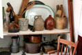 Pantry with crockery & kitchen devices at Thomas Griswold House. Guilford, CT.