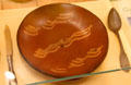 Redware plate possibly by Smith Pottery, Norwalk, CT at Connecticut Historical Society. Hartford, CT.