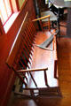 Rocking bench with guard rail for baby bed at Strong House. Windsor, CT.