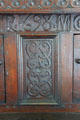 Details of chest with carved panels & initials RM at Oliver Ellsworth Homestead Museum. Windsor, CT.