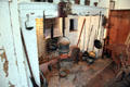 Cooking fireplace with utensils & settle at Buttolph-Williams House. Wethersfield, CT.