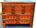 Chest with two drawers & carved sunflower attrib. to Peter Blin of Wethersfield at Wethersfield Museum. Wethersfield, CT.