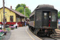 Passenger car beside depot at Essex Steam Train. Essex, CT.