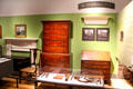 Collection of New England furniture at Mattatuck Museum. Waterbury, CT.