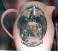 Washington in Glory commemorative creamware pitcher by Herculaneum Pottery Co., Liverpool, England at Mattatuck Museum. Waterbury, CT.