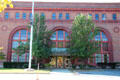 Entrance facade of Waterbury Union Station, now Republican-American newspaper building. Waterbury, CT.