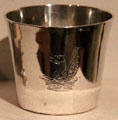 Silver camp cup made for George Washington by Richard Humphreys of Philadelphia at Yale University Art Gallery. New Haven, CT.