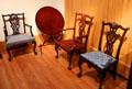 Tilt-top table from Newport, RI & several New England chairs at Yale University Art Gallery. New Haven, CT.