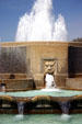Spouting lion on fountain in Union Station Plaza. Washington, DC.