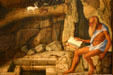 Detail of St Gerome Reading by Giovanni Bellini in National Gallery of Art. Washington, DC.