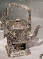 Silver tea pot in Japanese style by Dominick & Huff of New York City at Smithsonian American Art Museum. Washington, DC.