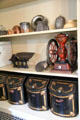 Food molds, coffee grinder & canisters in kitchen at Tudor Place. Washington, DC.