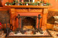 Carved entrance hall fireplace mantle at Christian Heurich Mansion. Washington, DC.