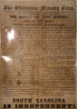 Charleston Mercury extra front page covers Battle of Fort Sumter declaring South Carolina is Independent at Newseum. Washington, DC.