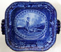 Blue flow plate with seal of Virginia by English potter Thomas Mayer at National Museum of American History. Washington, DC.