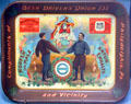 Beer Drivers Union of Philadelphia tine serving tray at National Museum of American History. Washington, DC.