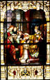 Stained glass window of consecration of St Augustine in Cathedral. St Augustine, FL.