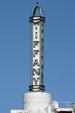 Detail of Art Deco Tiffany Hotel sign tower. Miami Beach, FL.