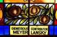Stained-glass window contributed by gangster Meyer Lansky to Synagogue which is now Jewish Museum of Florida. Miami Beach, FL.
