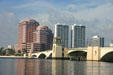 Phillips Point Towers & Trump Plaza over Royal Palm Bridge. West Palm Beach, FL.