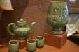 Celadon vase, teapot & cups gift of Thailand to Carters in 1979 at Jimmy Carter Presidential Museum. Atlanta, GA.
