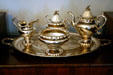Silver tea service in Woodrow Wilson Boyhood Home. Augusta, GA.