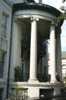 Round porch of Moses Eastman House on Chippewa Square. Savannah, GA.