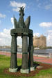 Olympic Torch Cauldron for 1996 Yachting events with copper flame now replacing real flame. Savannah, GA.