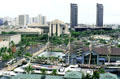 Tall ship Falls of Clyde before masts were removed for restoration seen from Aloha Tower. Honolulu, HI.