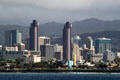 Skyline of Honolulu with One Waterfront Towers. Honolulu, HI.