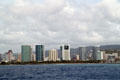 Condominium towers of Ala Moana district between Honolulu & Waikiki seen from sea. Honolulu, HI.