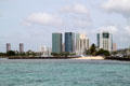 Condominium towers of Ala Moana district between Honolulu & Waikiki seen from sea. Honolulu, HI.