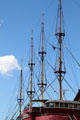 M/V Kulamanu converted for show to a four-masted barkentine vessel for dinner cruises. Honolulu, HI.