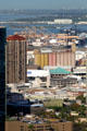 Multicolored silo & Honolulu harbor area from Punchbowl crater. Honolulu, HI.