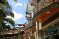 Curving architecture of Waikiki Beach Walk. Waikiki, HI.